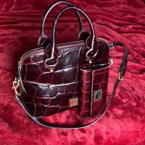 Dooney and Bourke Embossed Crocodile Leather Satchel & matching wallet!